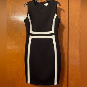 ✨ Calvin Klein Power Sheath Dress | Black & White Colorblock | Size 10 ✨